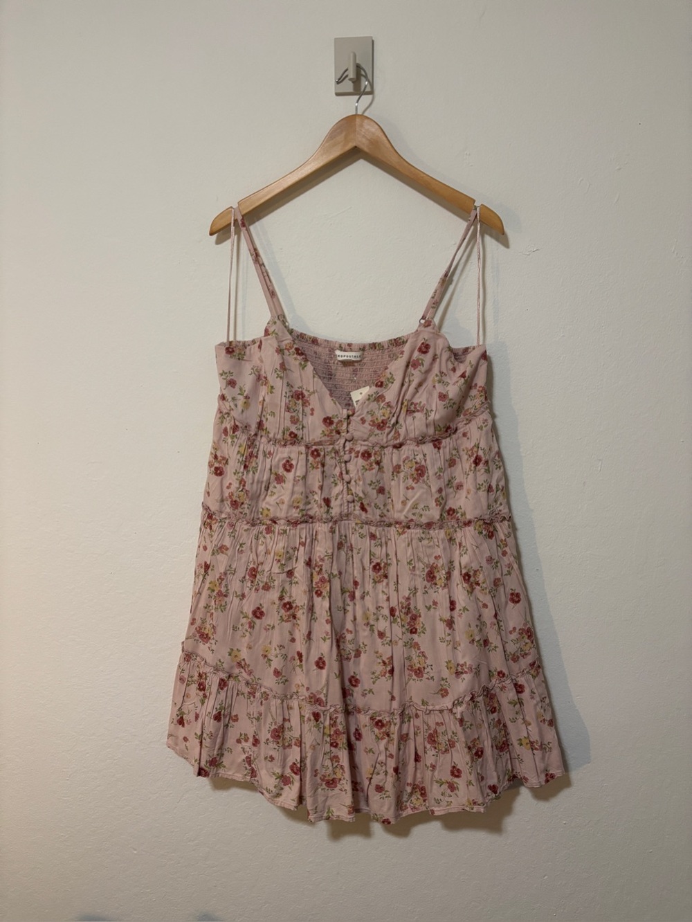 Aeropostale Pink Floral Tiered Slip Dress